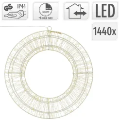 LED Metall Kranz Ø 50 cm mit 1440 LEDs Warmweiß IP44