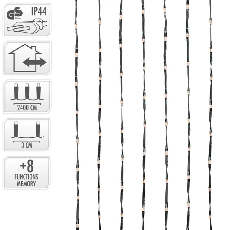 LED Micro Cluster Lichterkette 24 m mit 800 warmweißen LEDs und 8 Funktionen