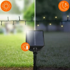LED Solar Cluster Lichterkette 11 m mit 560 warmweißen LEDs 13 Modi & Timer