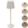 LED Tischlampe kabellos mit Touch, Creme, Ø10x36 cm, Akku Tischleuchte USB-C ML-Design