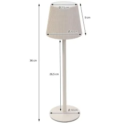 LED Tischlampe kabellos mit Touch, Creme, Ø10x36 cm, Akku Tischleuchte USB-C ML-Design