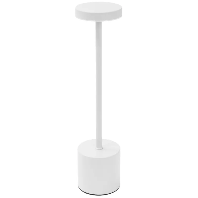 LED Tischlampe kabellos mit Touch, Weiß Ø8x34,5cm Akku Tischleuchte USB-C ML-Design