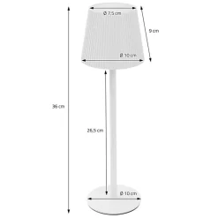 LED Tischlampe kabellos mit Touch, Weiß, Ø10x36 cm, Akku Tischleuchte USB-C ML-Design