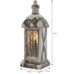 LED Weihnachtslaterne Warmweiße LED-Beleuchtung 60 cm aus Polyresin