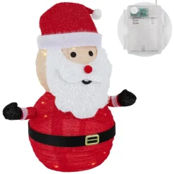 LED Weihnachtsmann 68cm hoch mit Mütze, Bart & Handschuhen Gartenfigur Weihnachtsdeko mit 30 warmweißen LEDs
