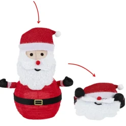 LED Weihnachtsmann 68cm hoch mit Mütze, Bart & Handschuhen Gartenfigur Weihnachtsdeko mit 30 warmweißen LEDs