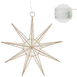 LED Weihnachtsstern 30 cm Gold aus Metall mit warmweißen LEDs