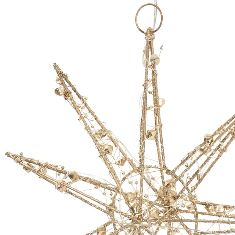 LED Weihnachtsstern 30 cm Gold aus Metall mit warmweißen LEDs