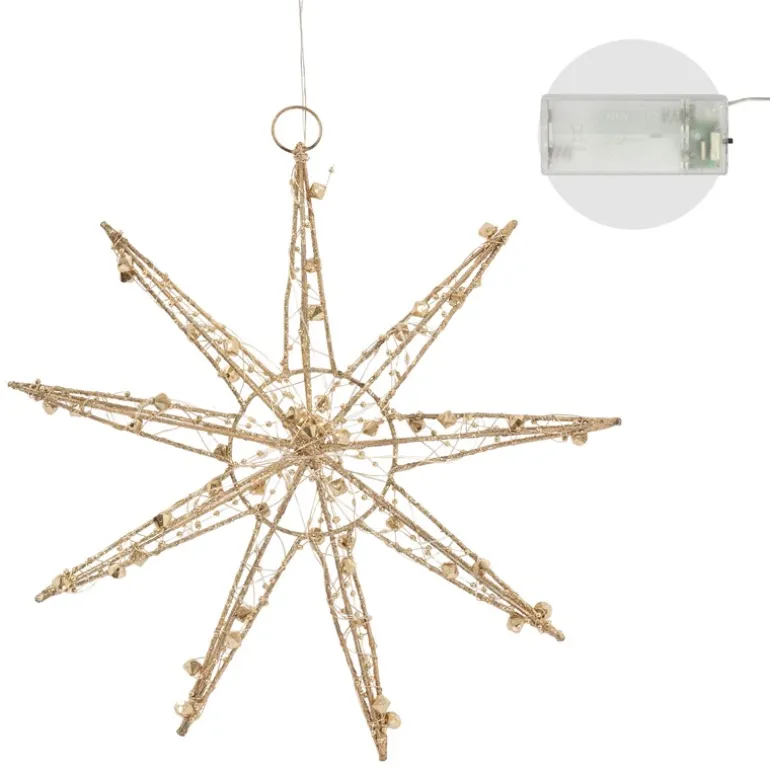 LED Weihnachtsstern 30 cm Gold aus Metall mit warmweißen LEDs