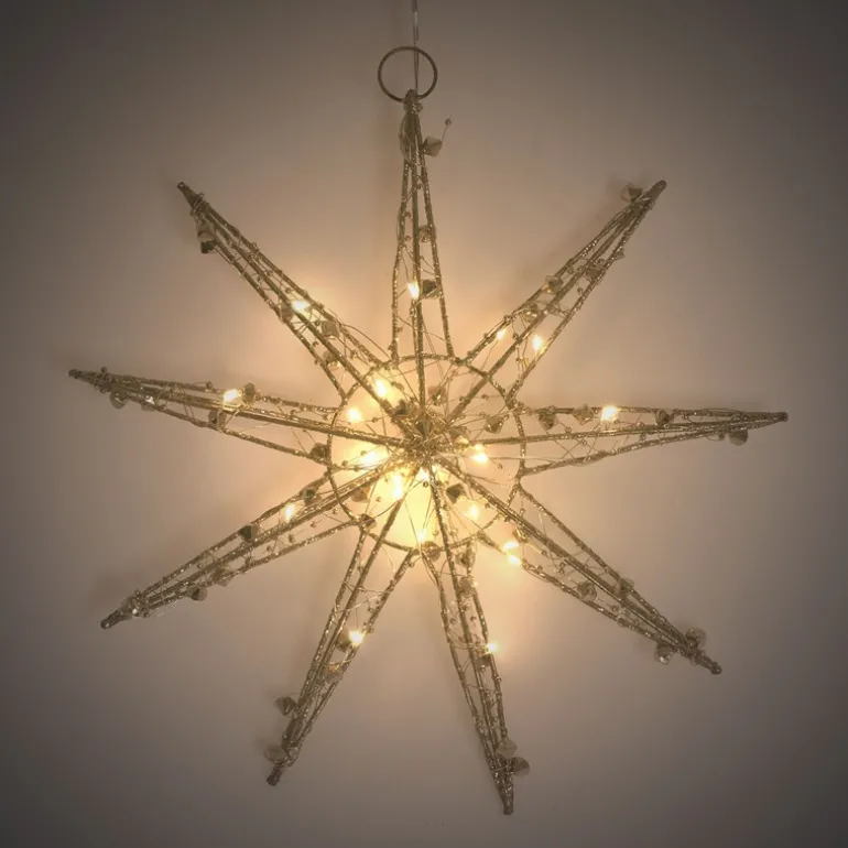 LED Weihnachtsstern 30 cm Gold aus Metall mit warmweißen LEDs