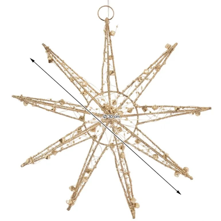 LED Weihnachtsstern 30 cm Gold aus Metall mit warmweißen LEDs
