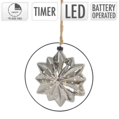 LED Weihnachtsstern Ø18 cm Grau aus Metall mit warmweißen LEDs