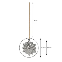 LED Weihnachtsstern Ø18 cm Grau aus Metall mit warmweißen LEDs