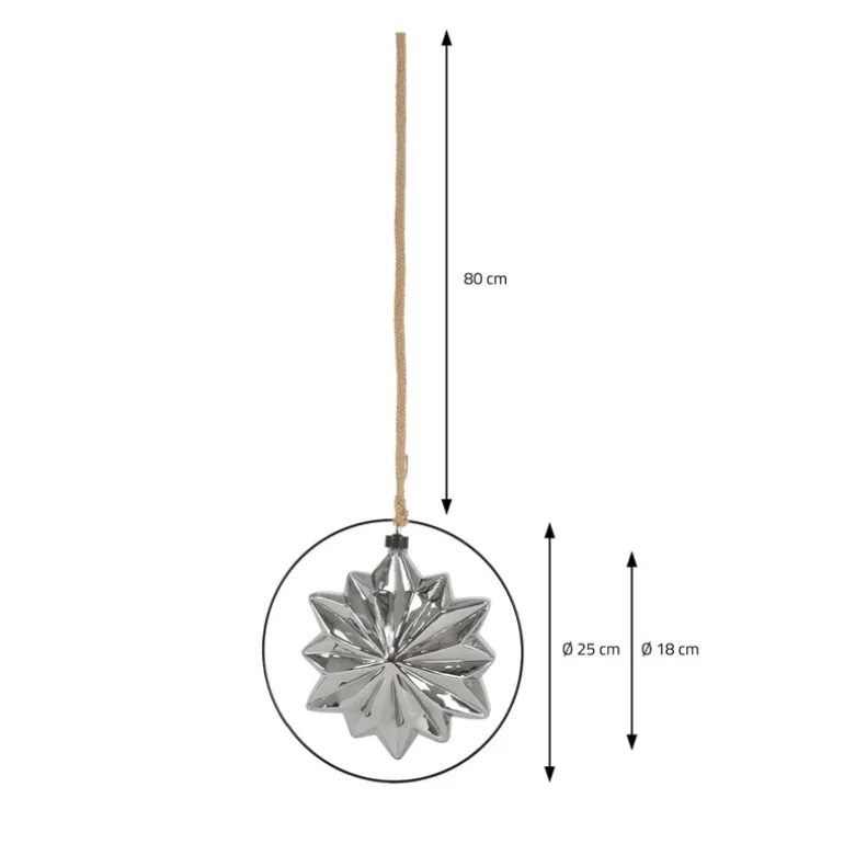 LED Weihnachtsstern Ø18 cm Grau aus Metall mit warmweißen LEDs