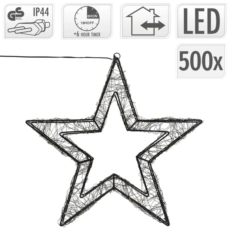 LED Weihnachtsstern 38 cm mit 500 extra-warmweißen LEDs und Timer für Innen und Außen IP44 Spritzwassergeschützt