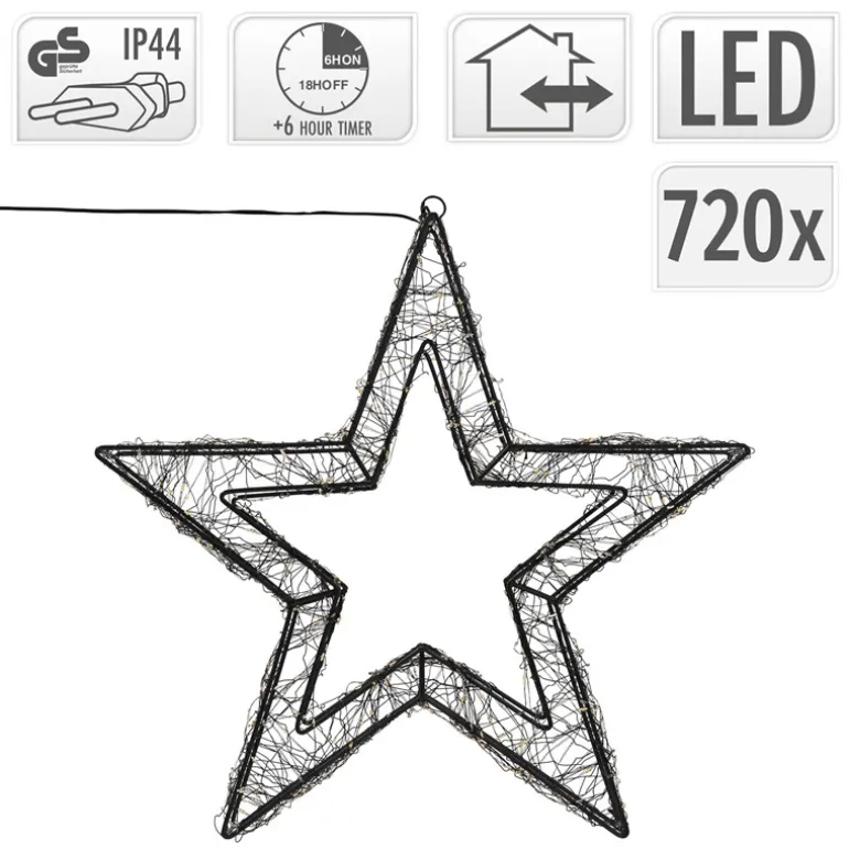 LED Weihnachtsstern 50 cm mit 720 extra-warmweißen LEDs und Timer für Innen und Außen IP44 Spritzwassergeschützt