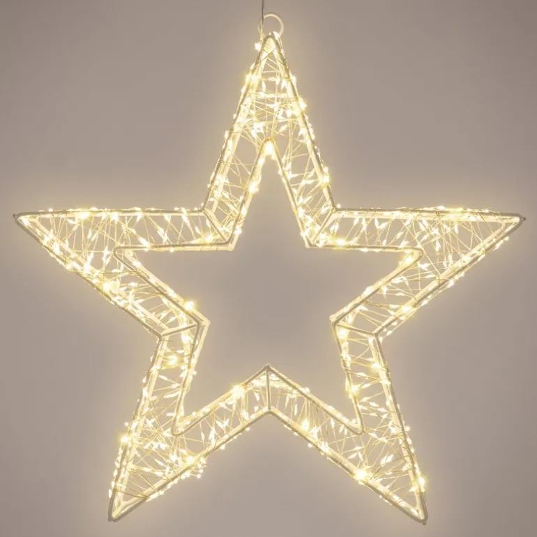 LED Weihnachtsstern 38 cm mit 960 warmweißen LEDs und Timer aus Metall für Innen und Außen IP44 Spritzwassergeschützt