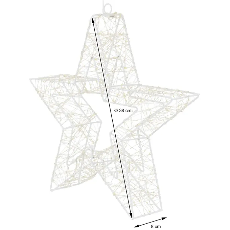 LED Weihnachtsstern 38 cm mit 960 warmweißen LEDs und Timer aus Metall für Innen und Außen IP44 Spritzwassergeschützt