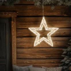 LED Weihnachtsstern 38 cm mit 960 warmweißen LEDs und Timer aus Metall für Innen und Außen IP44 Spritzwassergeschützt