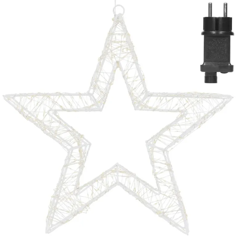 LED Weihnachtsstern 50 cm mit 1440 warmweißen LEDs und Timer aus Metall für Innen und Außen IP44 Spritzwassergeschützt