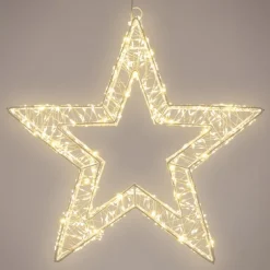 LED Weihnachtsstern 50 cm mit 1440 warmweißen LEDs und Timer aus Metall für Innen und Außen IP44 Spritzwassergeschützt