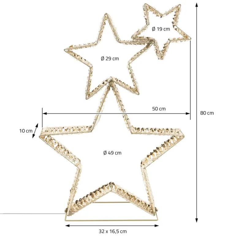 LED Weihnachtsstern 80 cm mit 350 warmweißen LEDs und Timer für Innen und Außen IP44 Spritzwassergeschützt