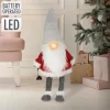 LED Wichtel-Figur 80 cm Rot/Grau aus Kunststoff und Polyester
