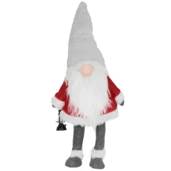 LED Wichtel-Figur 80 cm Rot/Grau aus Kunststoff und Polyester