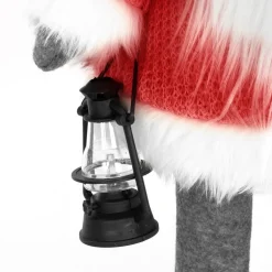 LED Wichtel-Figur 80 cm Rot/Grau aus Kunststoff und Polyester