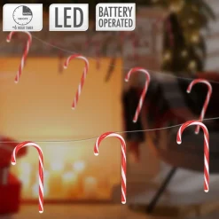 LED Zuckerstangenlichterkette 330 cm mit 28 warmweißen LEDs