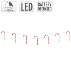 LED Zuckerstangenlichterkette 330 cm mit 28 warmweißen LEDs