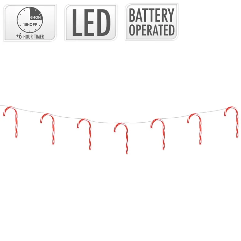 LED Zuckerstangenlichterkette 330 cm mit 28 warmweißen LEDs