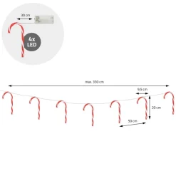 LED Zuckerstangenlichterkette 330 cm mit 28 warmweißen LEDs