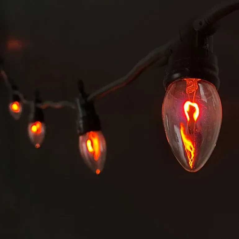 Lichterkette 3,6 m mit 10 Glühbirnen Warmweiß Flammen Effekt