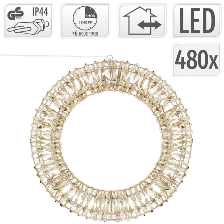 Lichterkranz für Weihnachten 38 cm warmweiß 480 LEDs IP44 Innen/Außen