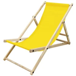Liegestuhl klappbar Gelb Holz verstellbare Rückenlehne bis 120 kg Sonnenliege Gartenliege Strandliege