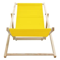 Liegestuhl klappbar Gelb Holz verstellbare Rückenlehne bis 120 kg Sonnenliege Gartenliege Strandliege