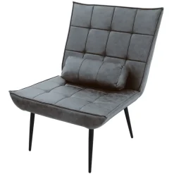 Lounge Chair aus Kunstleder Anthrazit Polstersessel mit Lendenkissen Relaxsessel ML-Design