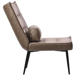 Lounge Chair aus Kunstleder Braun Polstersessel mit Lendenkissen Relaxsessel ML-Design
