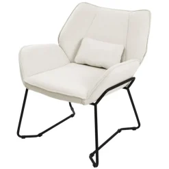 Loungesessel mit Armlehnen Beige Relaxsessel mit Leinenbezug ML-Design