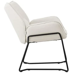 Loungesessel mit Armlehnen Beige Relaxsessel mit Leinenbezug ML-Design