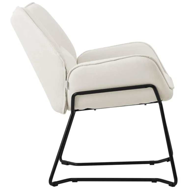 Loungesessel mit Armlehnen Beige Relaxsessel mit Leinenbezug ML-Design