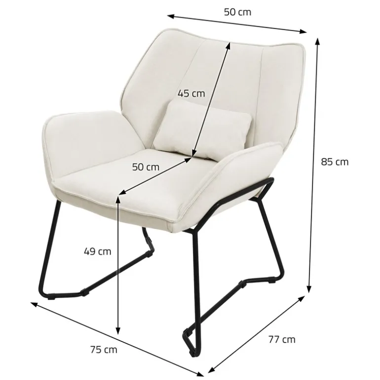 Loungesessel mit Armlehnen Beige Relaxsessel mit Leinenbezug ML-Design