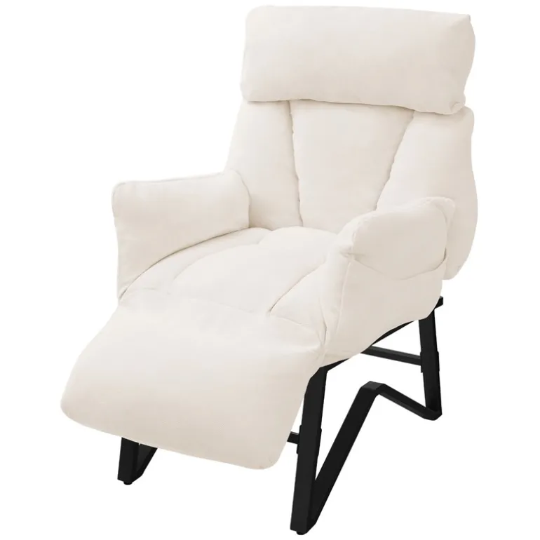 Loungesessel mit Armlehnen Beige Relaxsessel mit Leinenbezug ML-Design