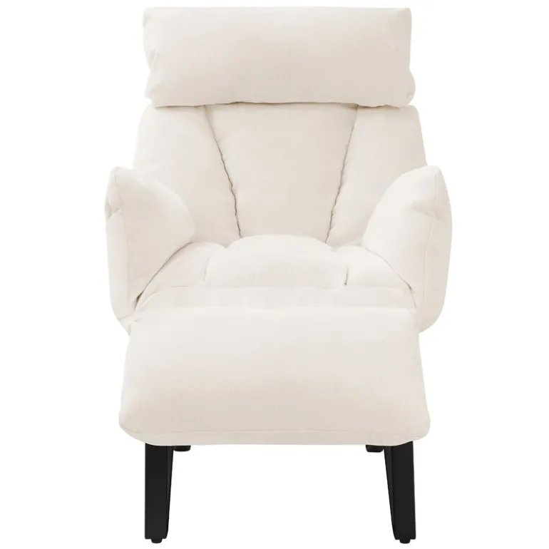 Loungesessel mit Armlehnen Beige Relaxsessel mit Leinenbezug ML-Design