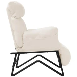 Loungesessel mit Armlehnen Beige Relaxsessel mit Leinenbezug ML-Design