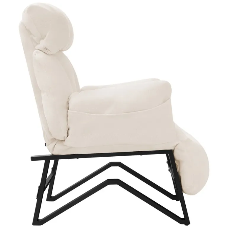 Loungesessel mit Armlehnen Beige Relaxsessel mit Leinenbezug ML-Design