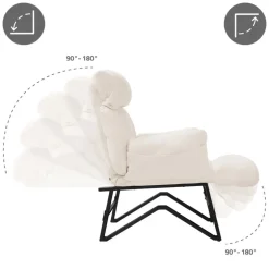 Loungesessel mit Armlehnen Beige Relaxsessel mit Leinenbezug ML-Design