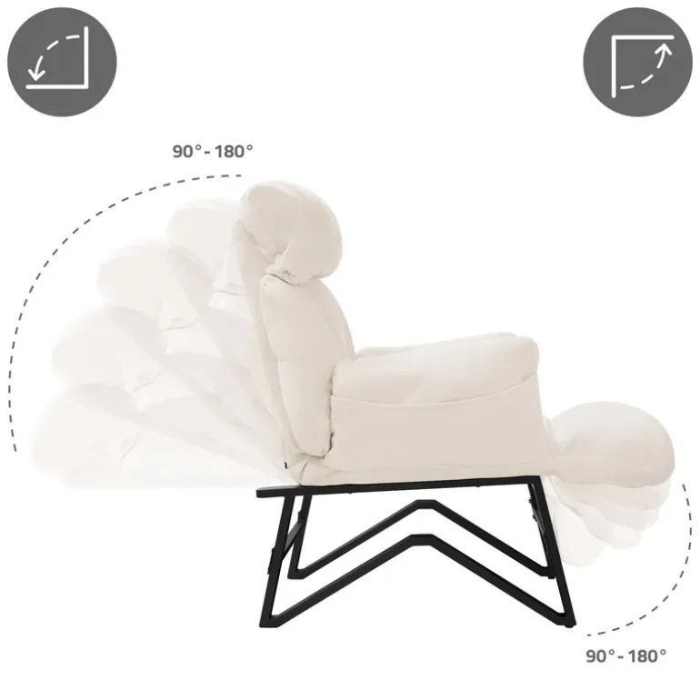 Loungesessel mit Armlehnen Beige Relaxsessel mit Leinenbezug ML-Design