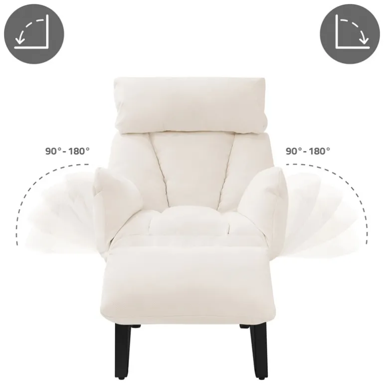 Loungesessel mit Armlehnen Beige Relaxsessel mit Leinenbezug ML-Design
